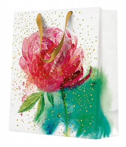 Torebka prezentowa Akwarelowa peonia, średnia - Papiernicze i szkolne