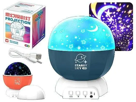 Lampa z projektorem, gwiazdy wymienne obrazki - Mama i dziecko