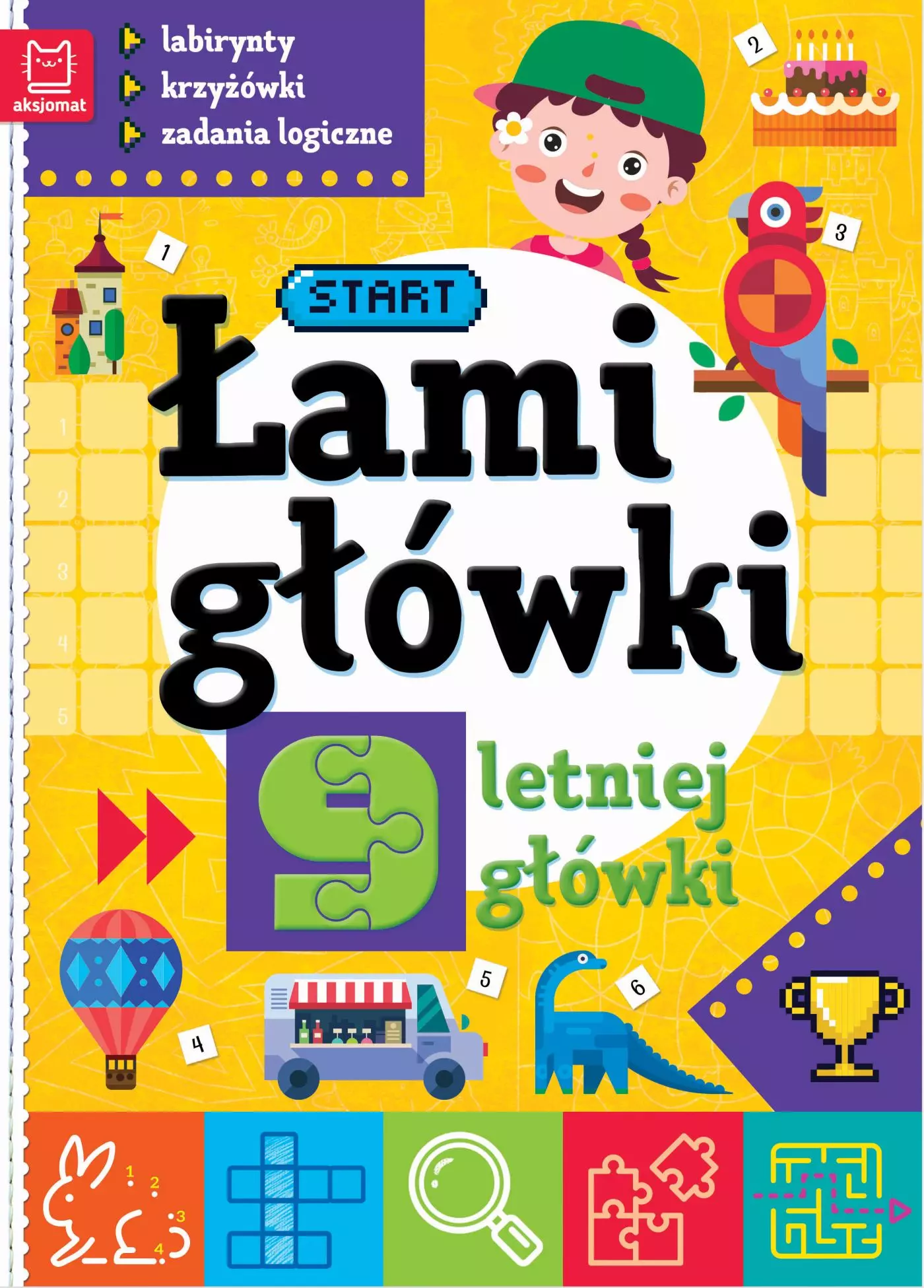 Łamigłówki 9-letniej główki. Labirynty, krzyżówki, zadania logiczne. Wydanie II - Książki