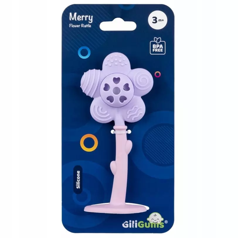 GILIGUMS Grzechotka z gryzakiem Radosny Kwiatek fioletowy - Zabawki