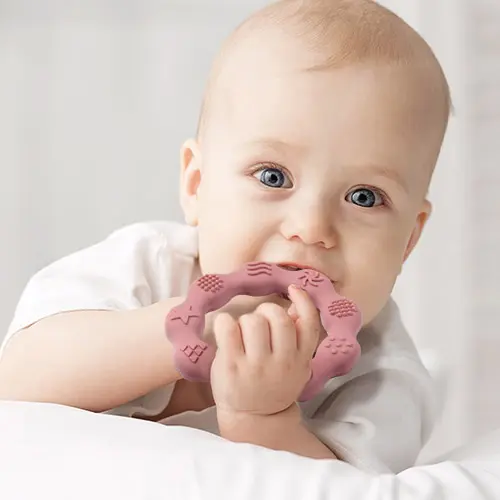 Gryzak silikonowy RING różowy - Mama i dziecko