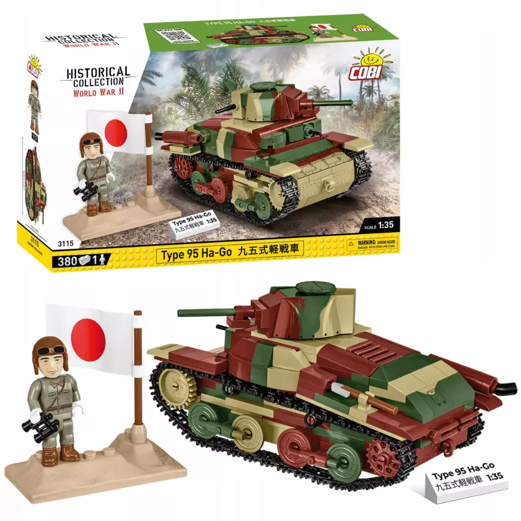 KLOCKI COBI 3115 Pojazd TYPE 95 HA-GO JAPANISE TANK HC WW2 380 El. - Zabawki