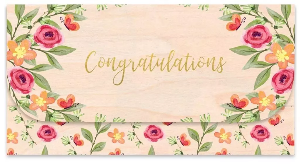 Koperta upominkowa drewniana Gratulacje - Książki