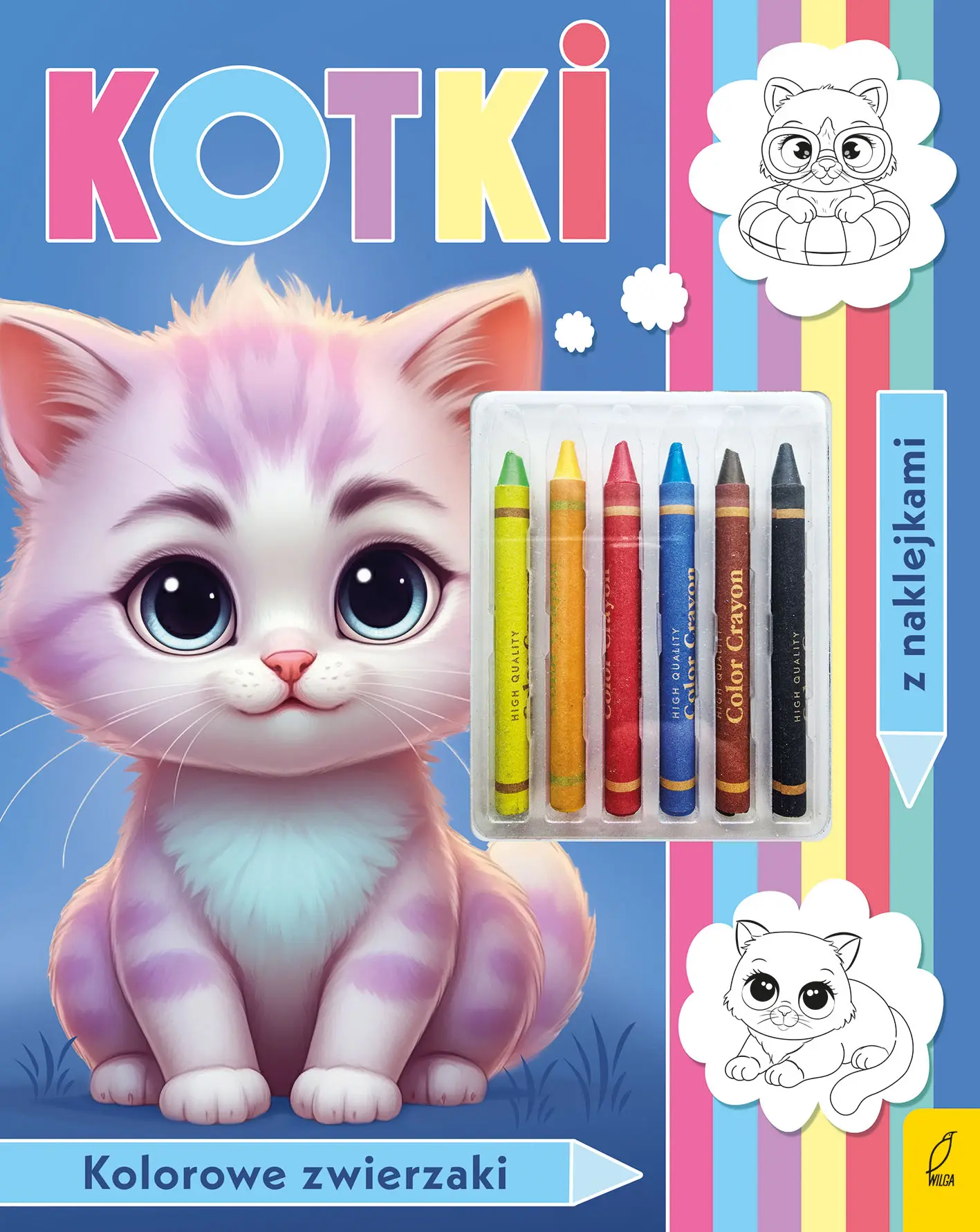 Kolorowanka z kredkami. Kolorowe zwierzaki. Kotki - Książki