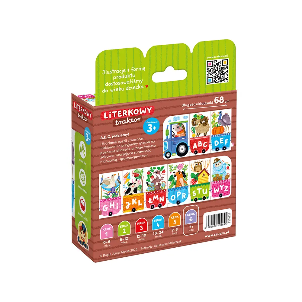 Puzzle CzuCzu 18 elementów. Literkowy traktor - Puzzle