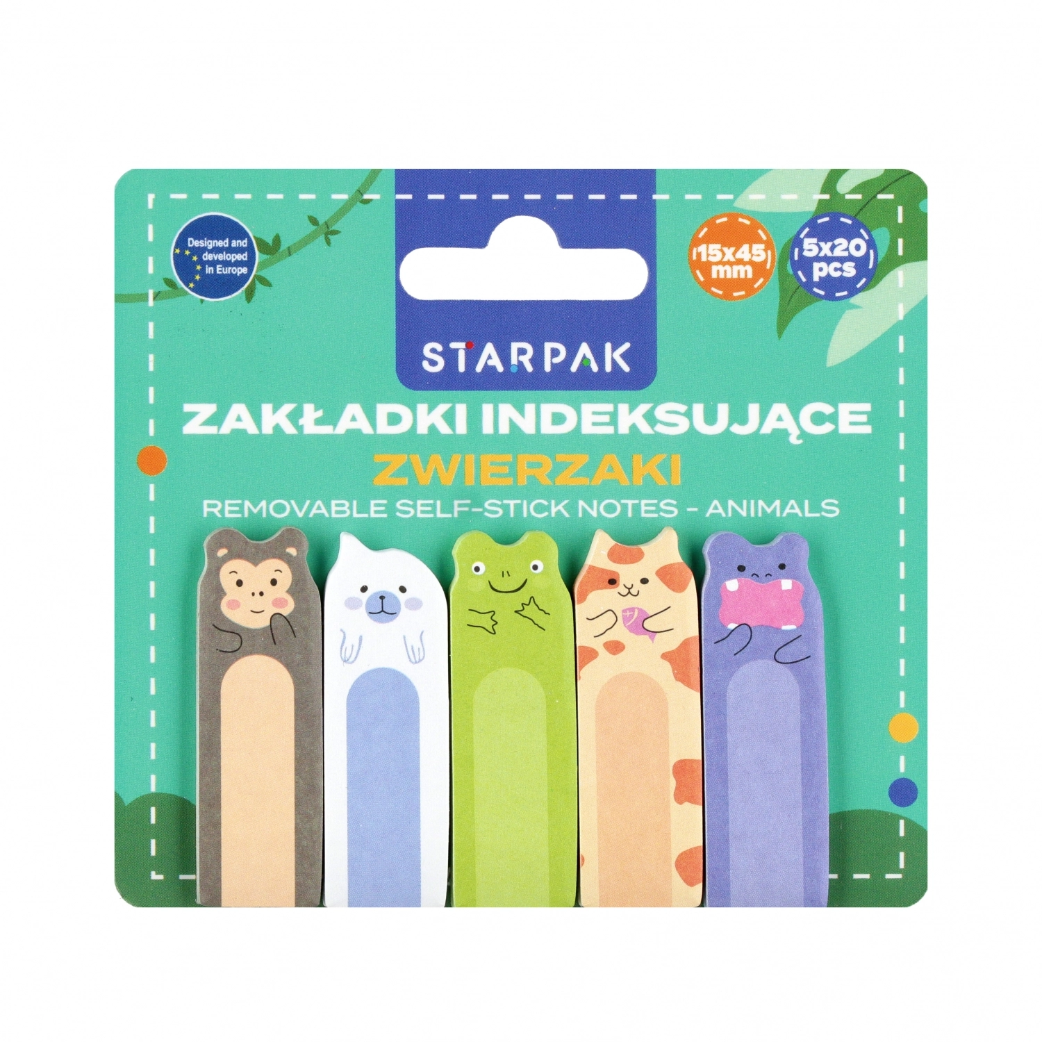 Zakładka Indeksująca Mix Wzorów 5kol Zwierzaki Zebra Starpak 562592 - Papiernicze i szkolne