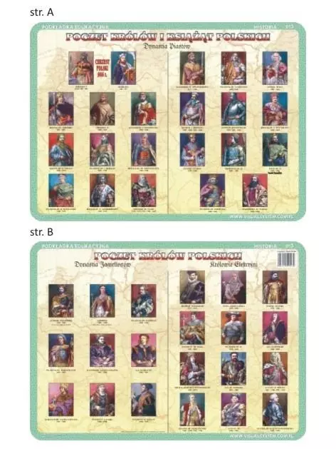 Podkładka edu. 013 -Poczet królów i książąt Polski - Papiernicze i szkolne