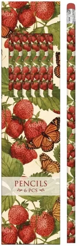 Ołówki ozdobne STPEN39 truskawki i motyle 6 sztuk - Książki
