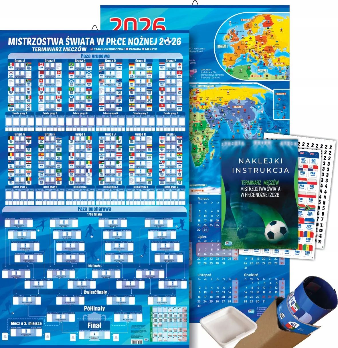 Terminarz ścienny z naklejkami. Mistrzostwa Świata w Piłce Nożnej 2026 5585 - Książki