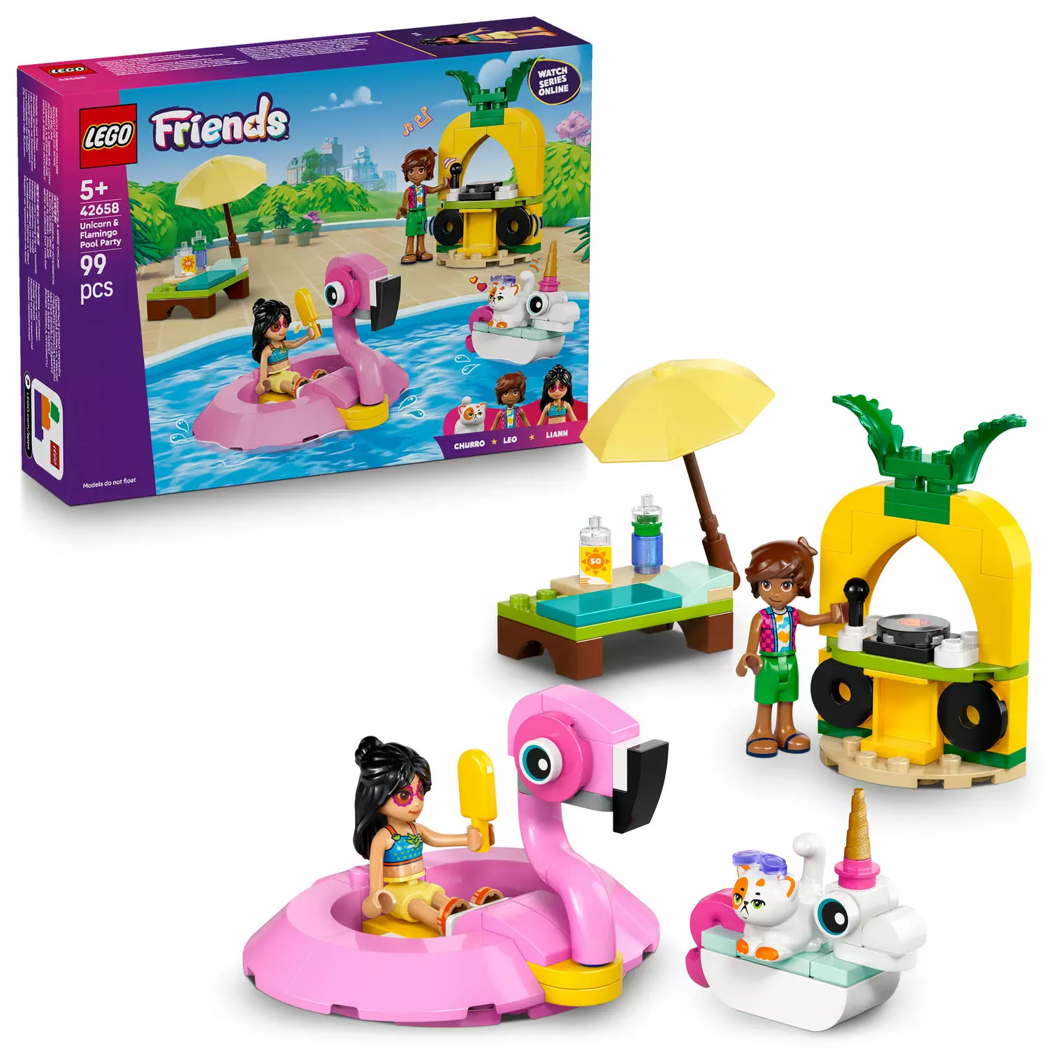 LEGO Friends Impreza na basenie z jednorożcem i flamingiem 42658 - Zabawki