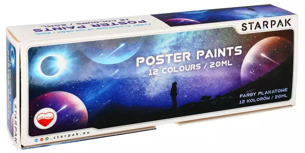 Farby plakatowe 12 kolorów, Space - Papiernicze i szkolne