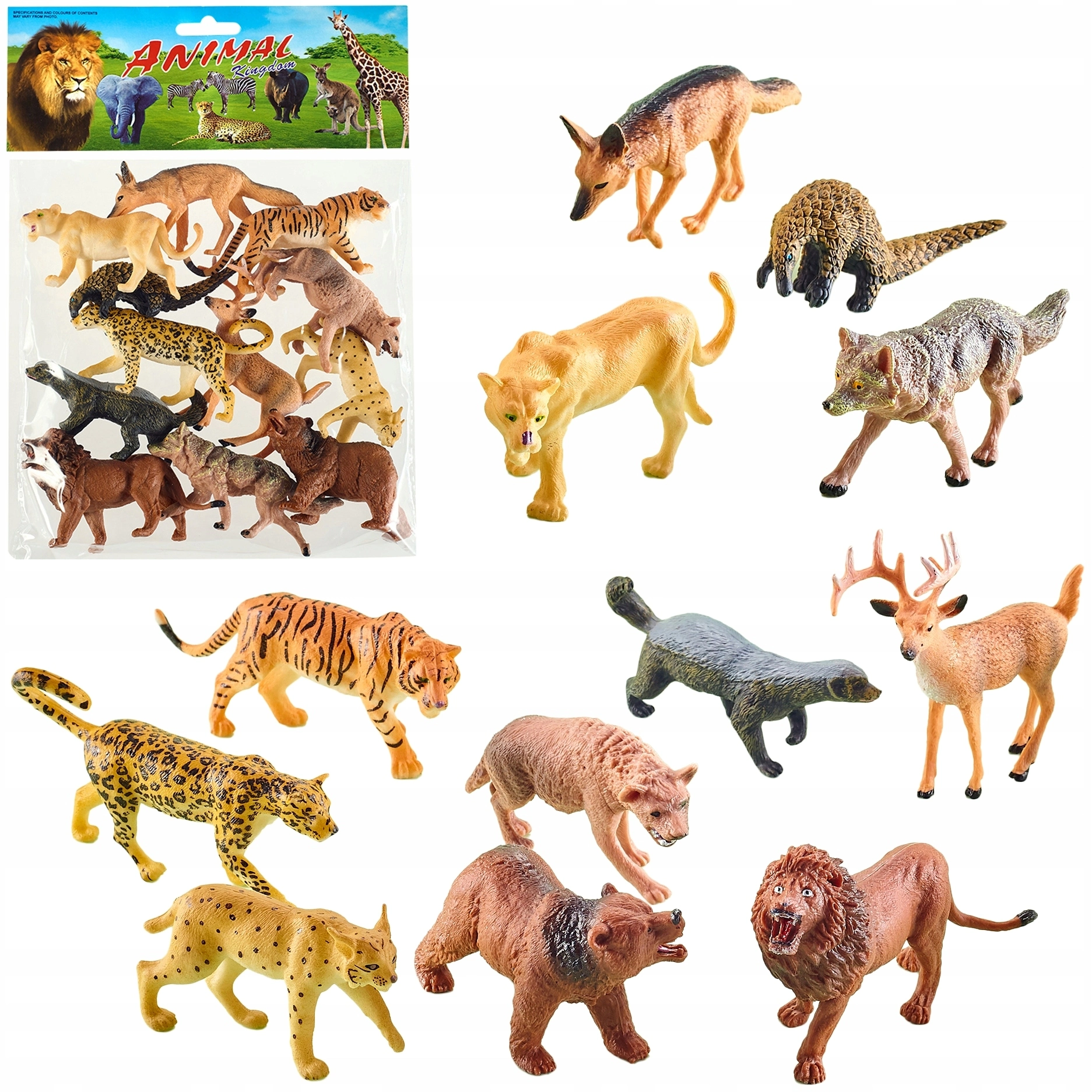 FIGURKI DZIKIE ZWIERZĘTA SAFARI WILD ZOO ZWIERZĄTKA LEW KOLEKCJA 12 SZT - Zabawki
