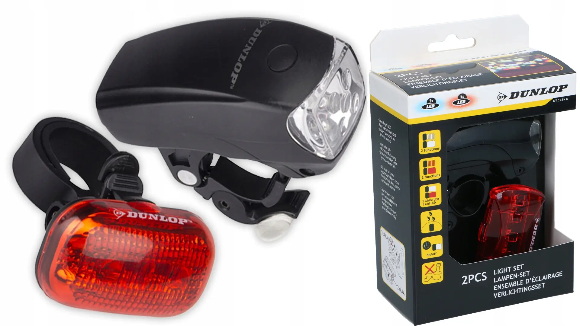 Zestaw Lamp Rowerowych LED Przód Tył Dunlop - Zabawki