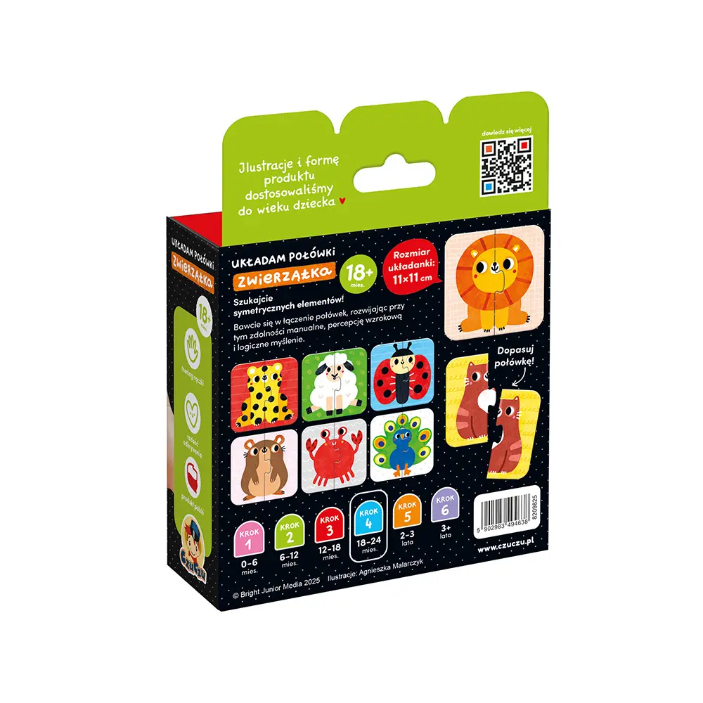 Puzzle CzuCzu 6w1. Układam połówki. Zwierzątka - Puzzle