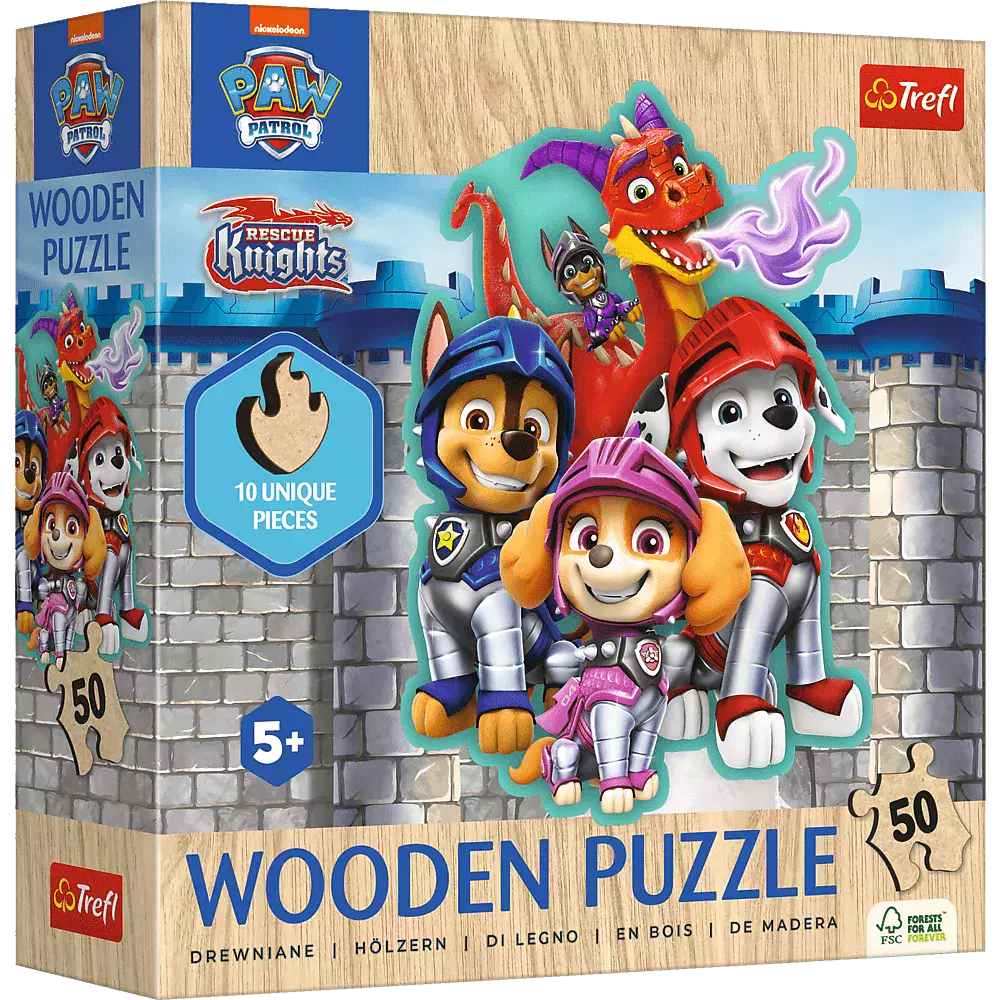 Puzzle drewniane konturowe 50 elementów. Psi Patrol - Puzzle