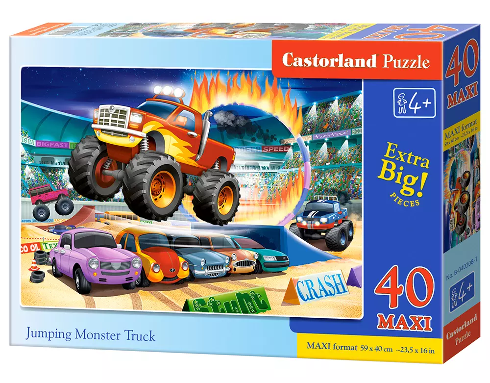 Puzzle maxi 40 elementów. Skaczący Monster Truck - Puzzle