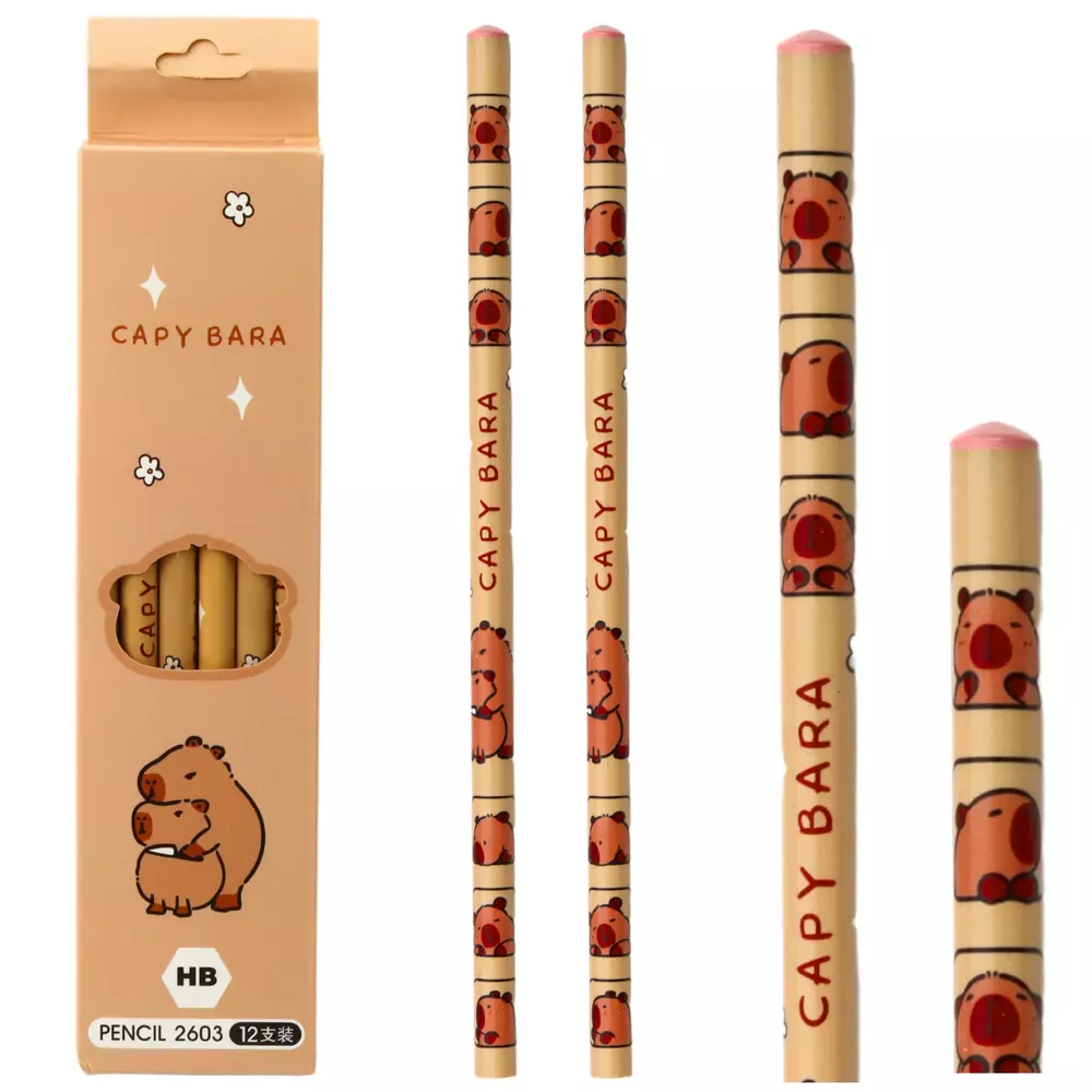 Zestaw ołówków HB, kapibara (12 sztuk) - Papiernicze i szkolne
