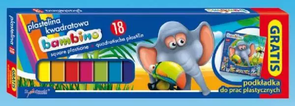 Plastelina kwadratowa Bambino, 18 kolorów - Papiernicze i szkolne