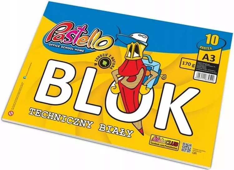 Blok techniczny A3 Pastello 170g biały 10 kartek - Papiernicze i szkolne
