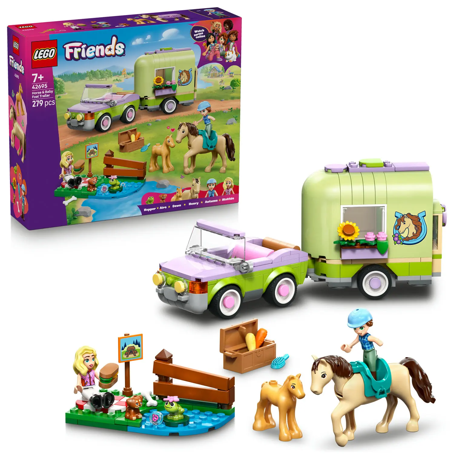 LEGO Friends Przyczepa z koniem i źrebaczkiem 42695 - Zabawki