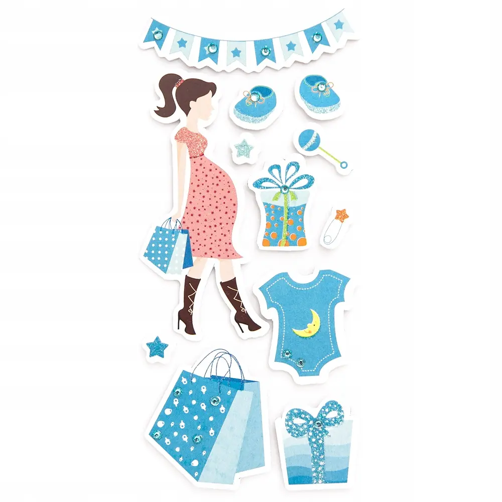 Naklejki brokatowe dP Craft 3D niebieskie 12 sztuk - Papiernicze i szkolne