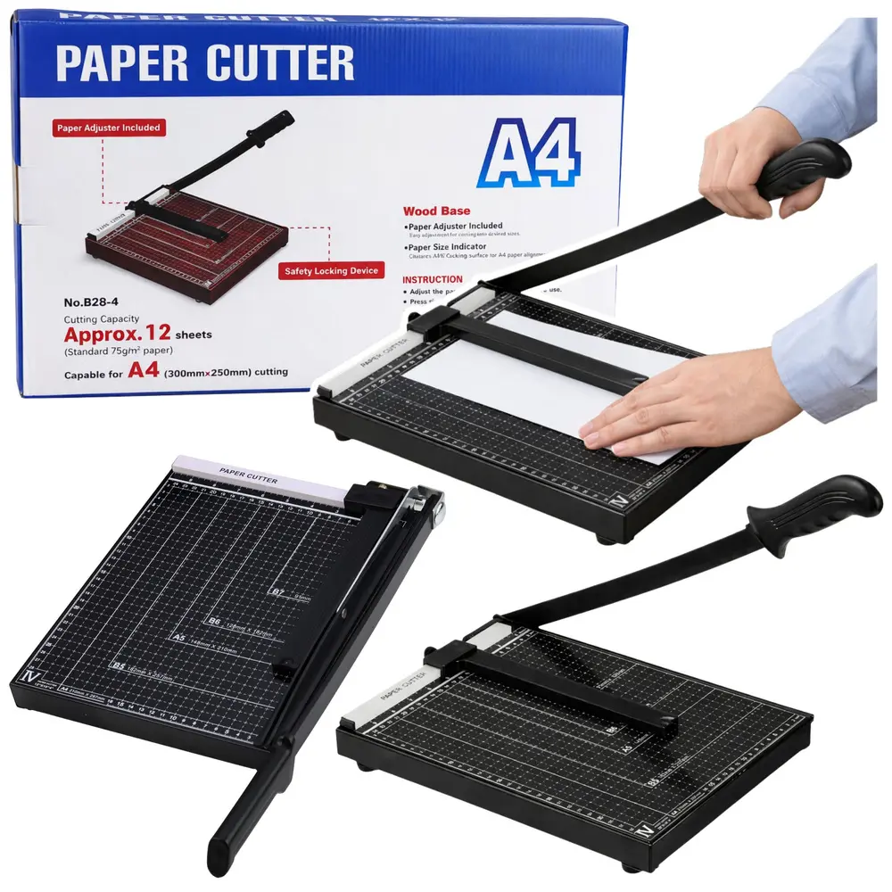 Gilotyna Do Papieru A4 Trymer Do Cięcia Papieru Metalowa Biurowa Czarna - Papiernicze i szkolne