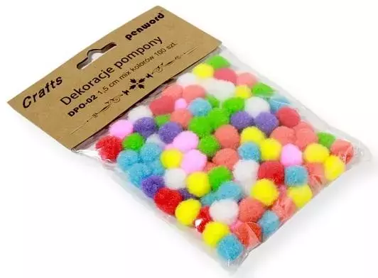 Dekoracje pompony 1,5cm  100szt - Papiernicze i szkolne