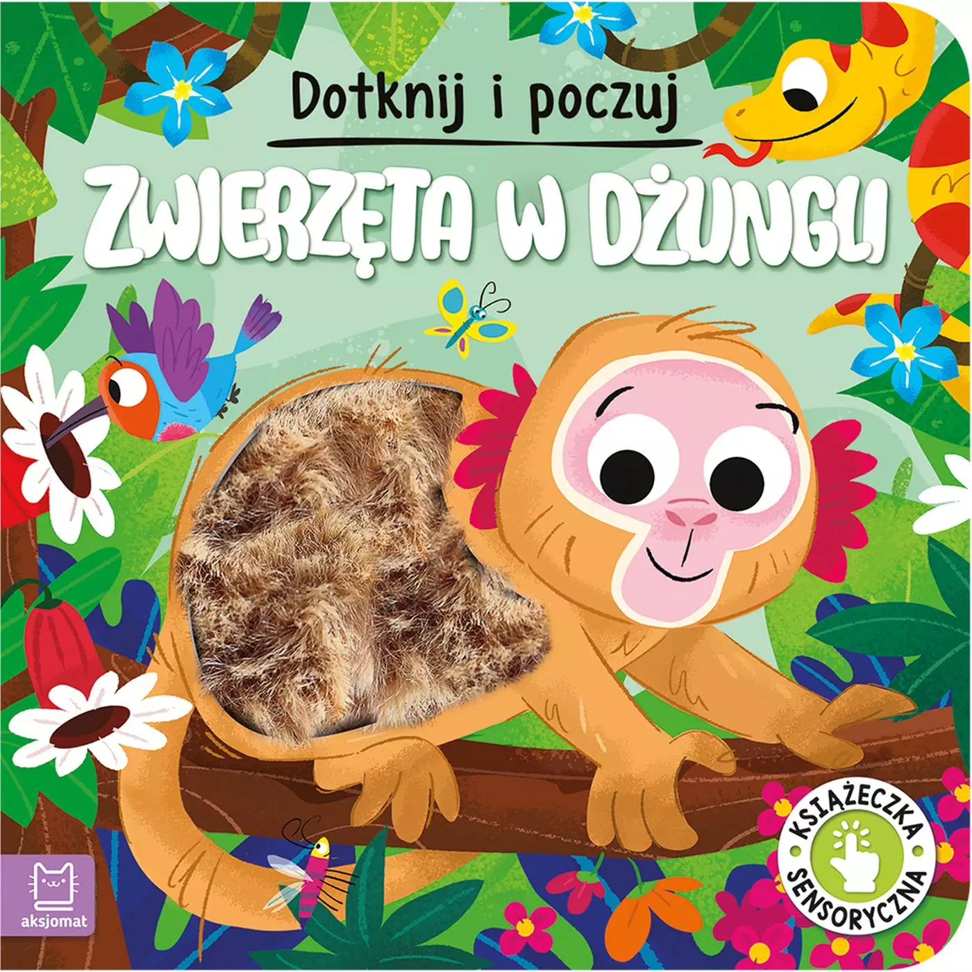 Dotknij i poczuj. Zwierzęta w dżungli. Książeczka sensoryczna - Książki