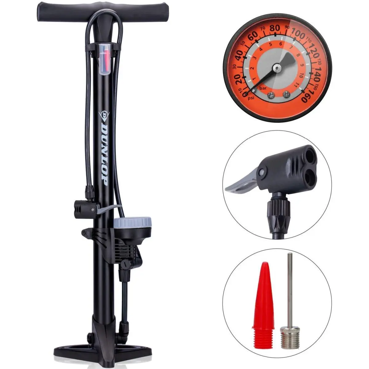 Pompka Warsztatowo - Rowerowa 160Psi (11Bar) z Manometrem Dunlop - Elektronika i akcesoria