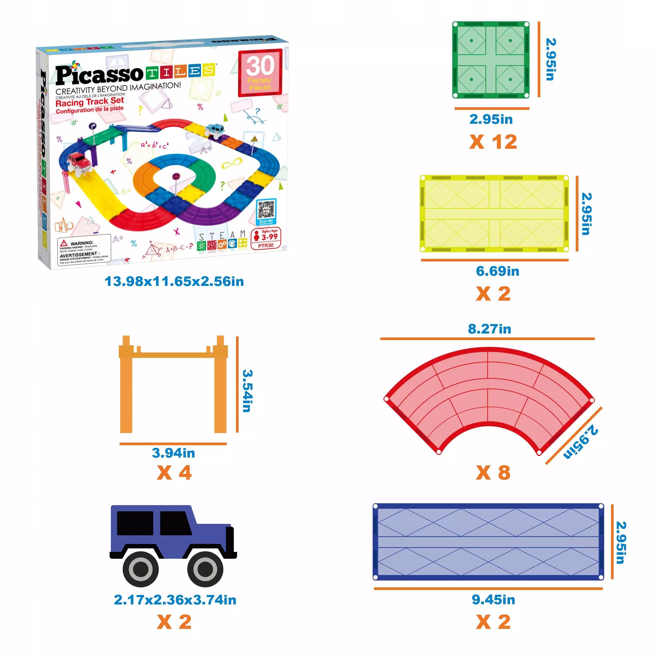 Tor magnetyczny samochodowy (30 elementów) - Zabawki