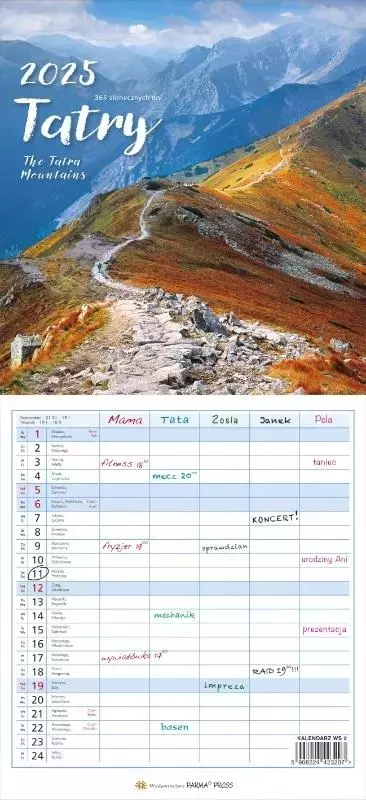 Kalendarz 2025 Tatry - Książki