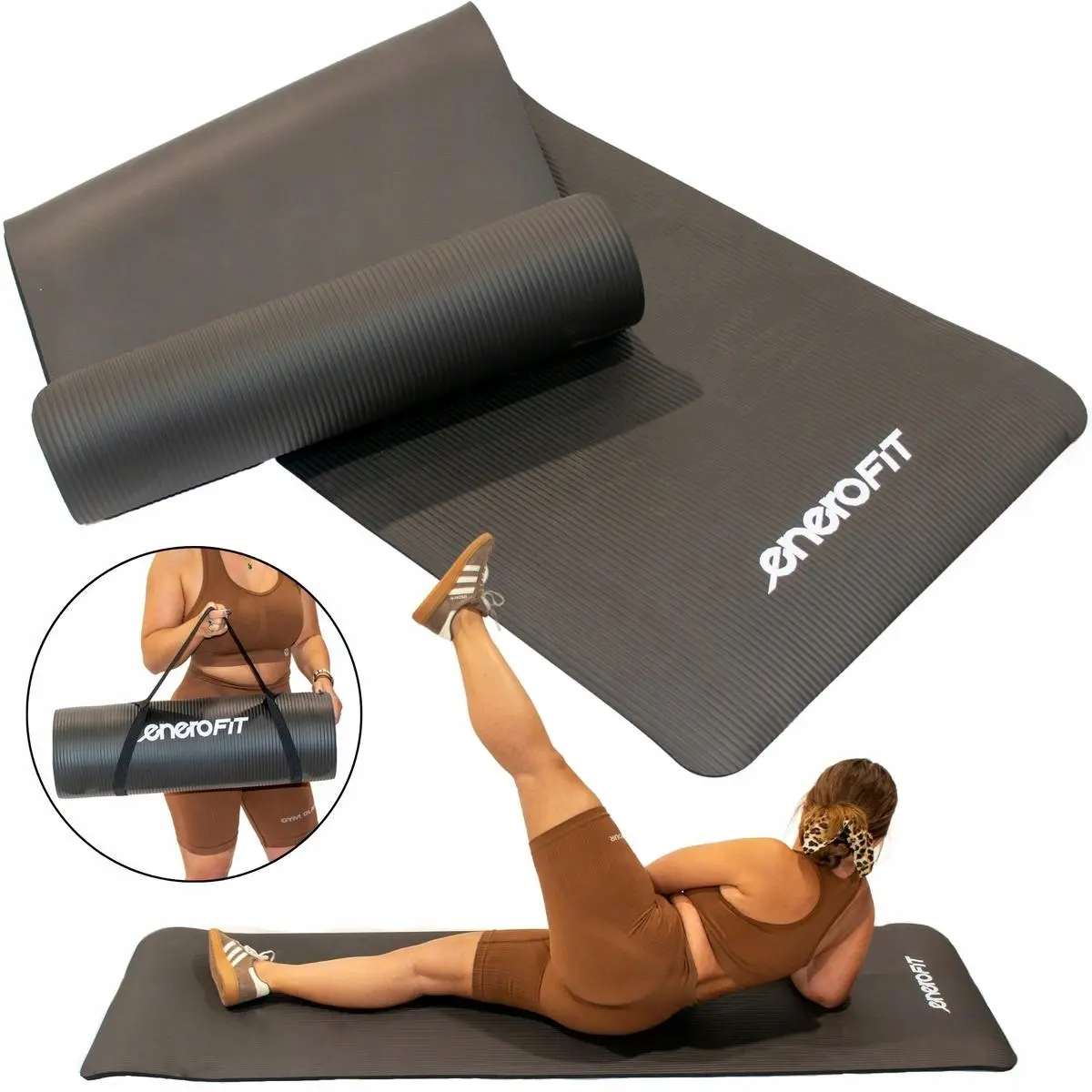 Mata Fitness Nbr Antypoślizgowa 183x61x1.5CM Czarna + Pokrowiec Enero Fit - Elektronika i akcesoria