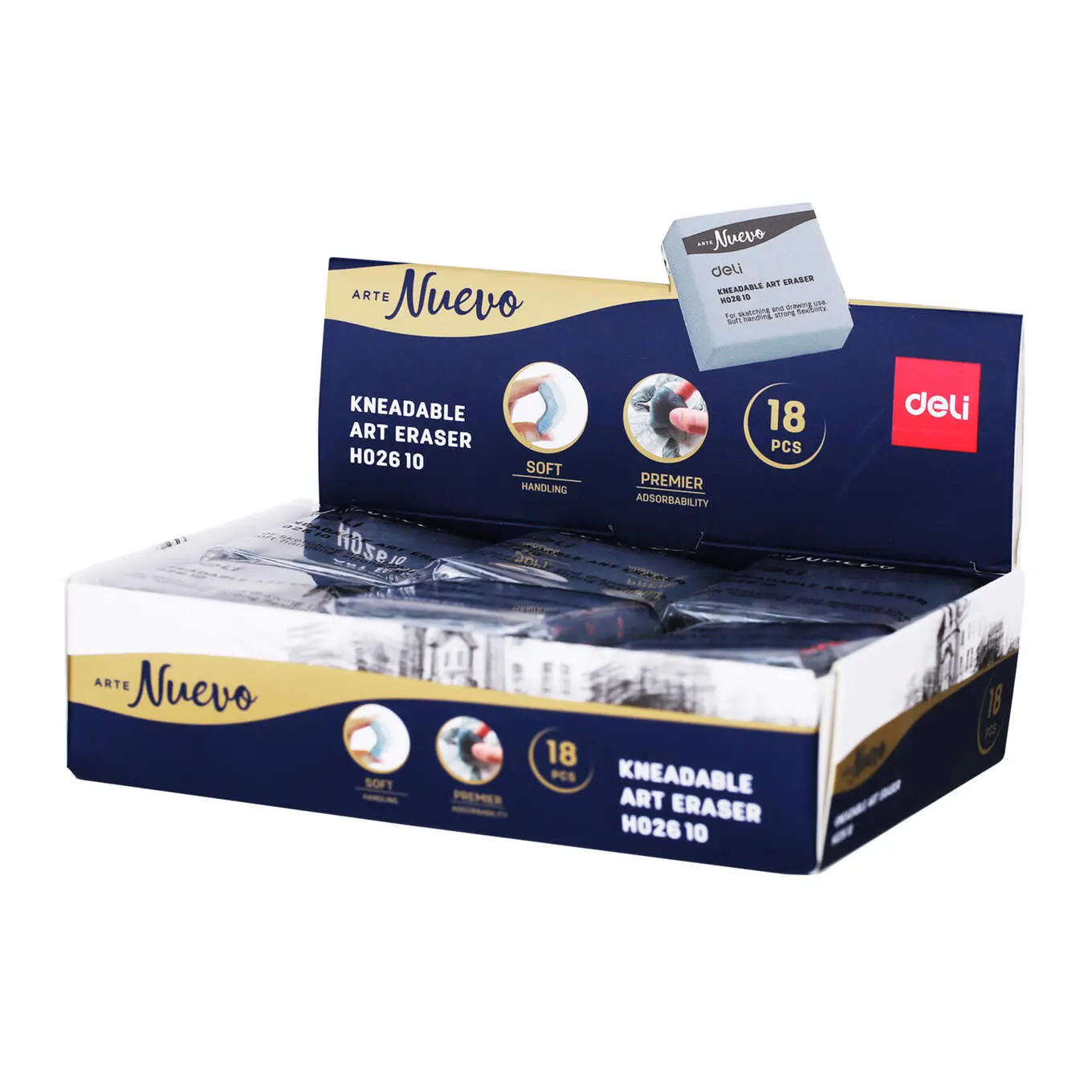 Artystyczna gumka DELI w kolorze szarym - Papiernicze i szkolne