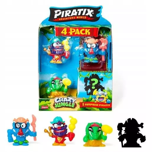 Piratix Crazy Jungle Mini Zestaw 4 Figurek 1szt.mix - Zabawki