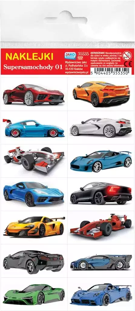 Naklejki. Supersamochody - Papiernicze i szkolne