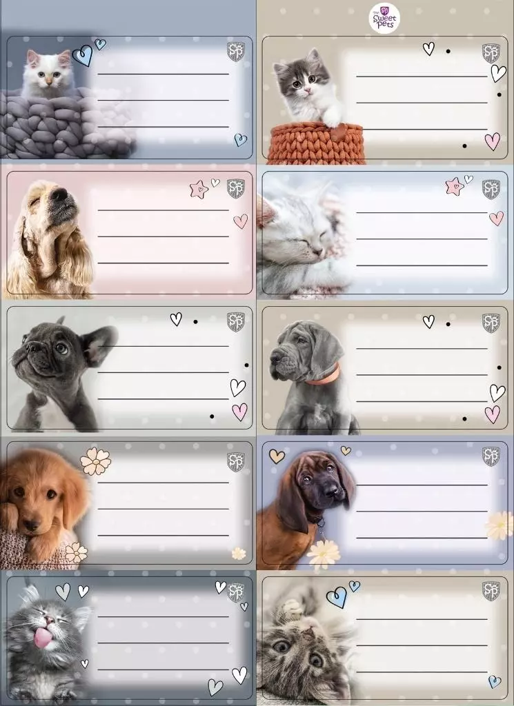 Naklejki na zeszyty pasek The Sweet Pets - Książki