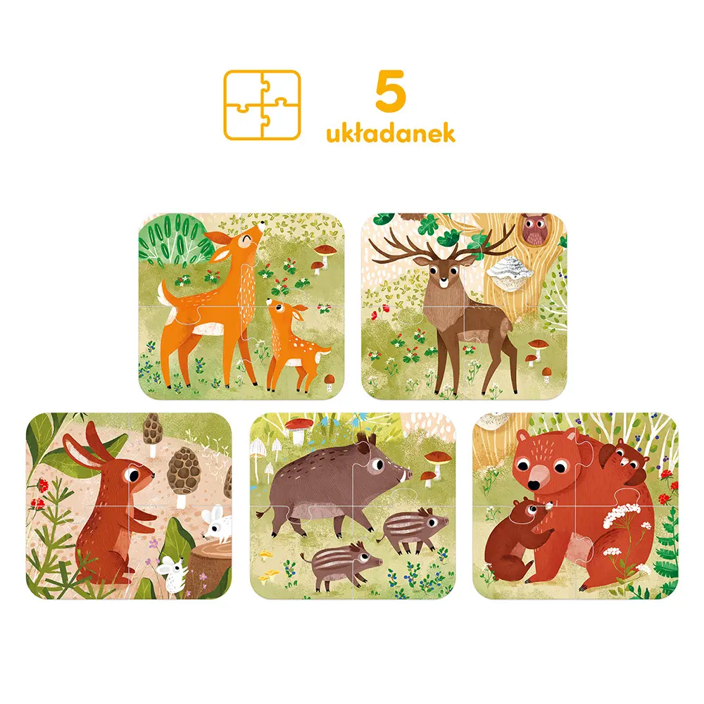 Puzzle CzuCzu 5w1. Układam leśne zwierzęta - Puzzle