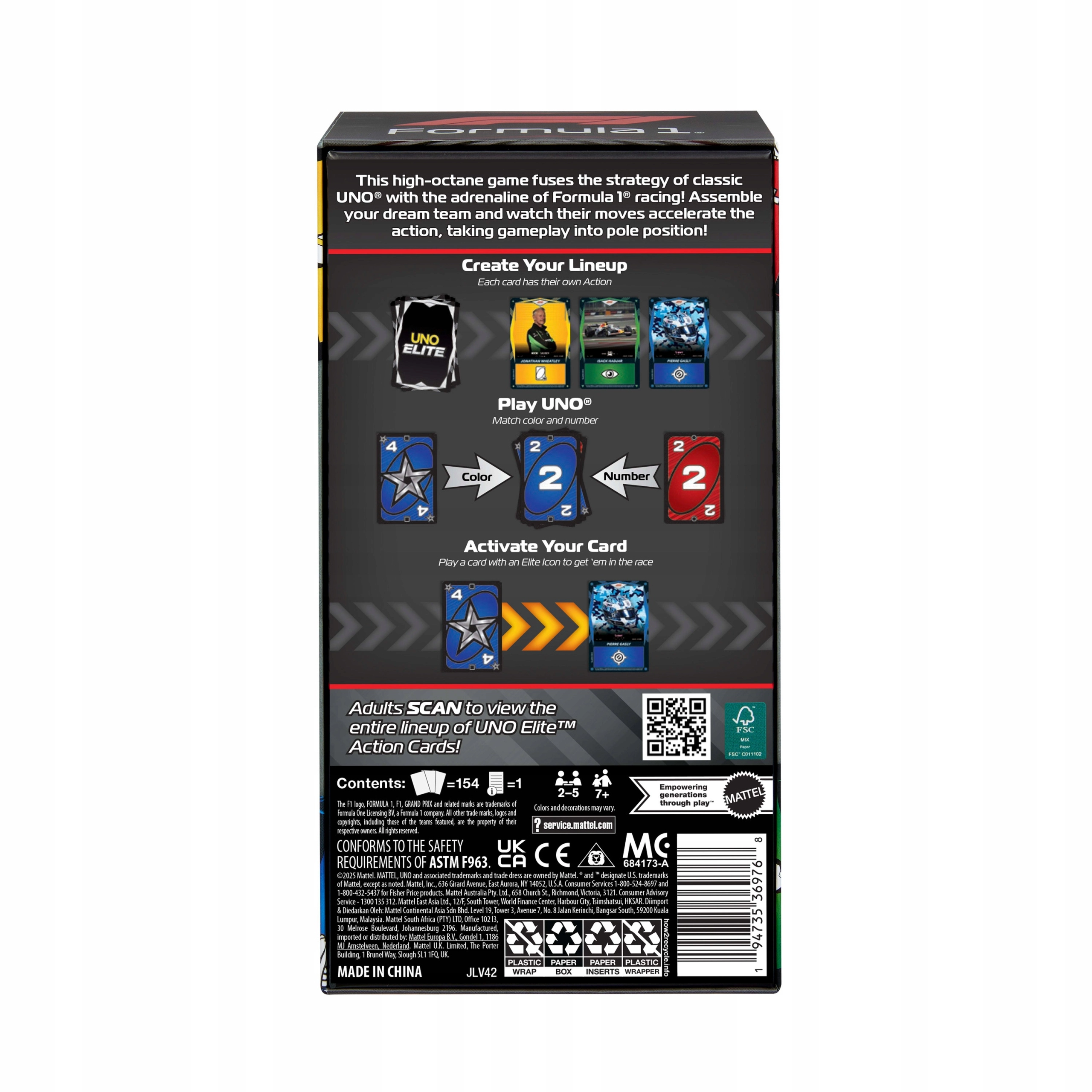 UNO Elite Formuła 1 Edycja podstawowa Starter Pack Zestaw startowy Mattel - Gry