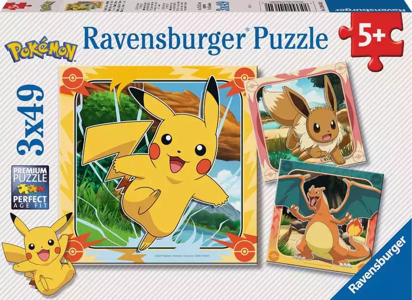 Puzzle 3x49 elementów. Pokemon - Puzzle