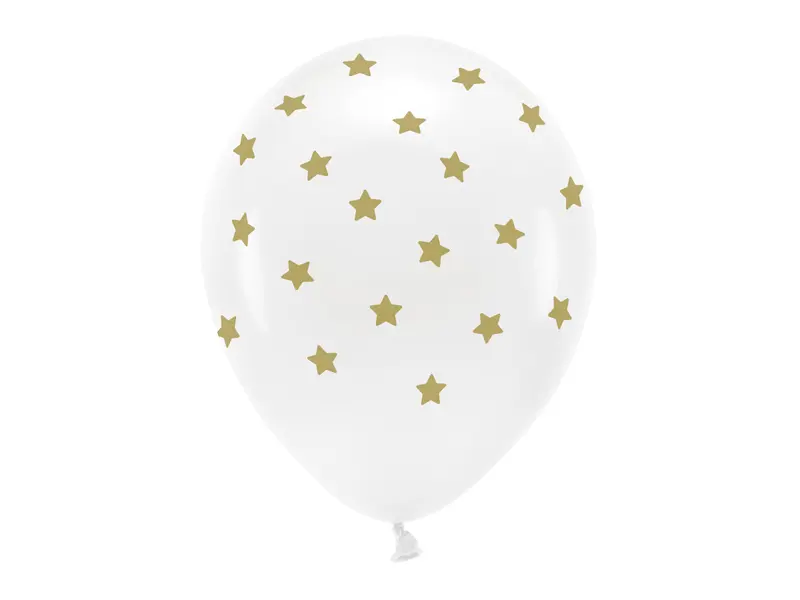 Balony Eco 33 cm pastelowe,  Gwiazdki, biały (1 op. / 6 szt.) - Papiernicze i szkolne
