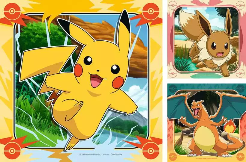 Puzzle 3x49 elementów. Pokemon - Puzzle