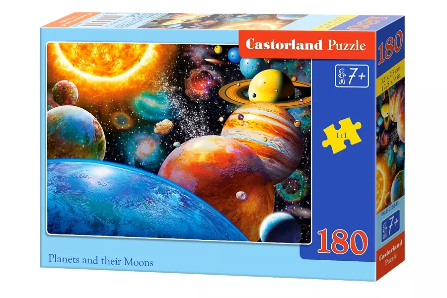 Puzzle 180 elementów. Planety i ich księżyce - Puzzle