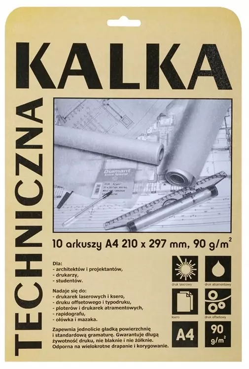 Kalka techniczna A4 10 kartek 90g - Papiernicze i szkolne