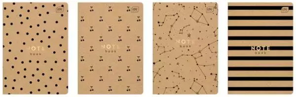 Zeszyt A5  Kraft Eco, 32 karti w kratkę, mix wzorów - Papiernicze i szkolne