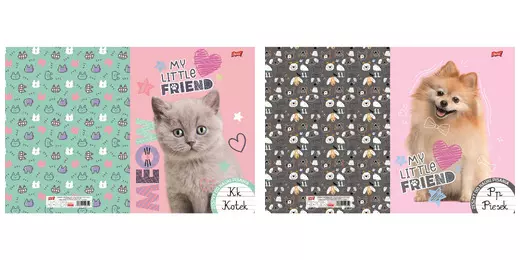 Zeszyt do nauki pisania A4 32k linia podwójna dwukolorowa laminowany My Little Friend - Papiernicze i szkolne