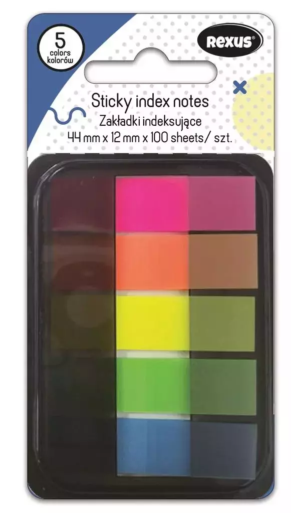 Znaczniki 1,2x4,4cm 5 kolorów - Papiernicze i szkolne