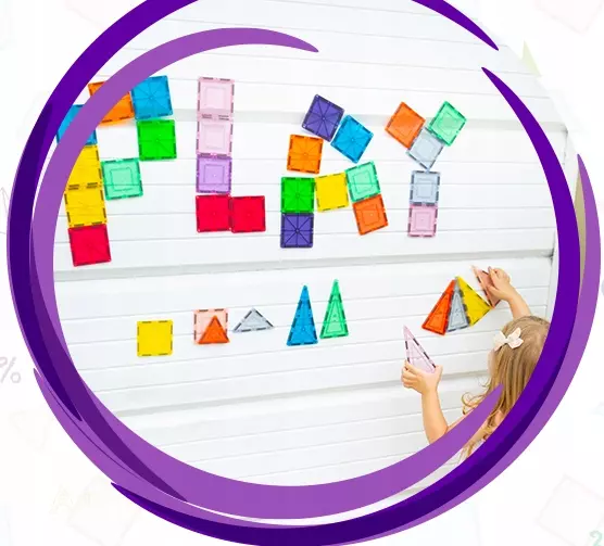 Klocki magnetyczne konstrukcyjne edukacyjne 33 el Picasso Tiles duże - Zabawki