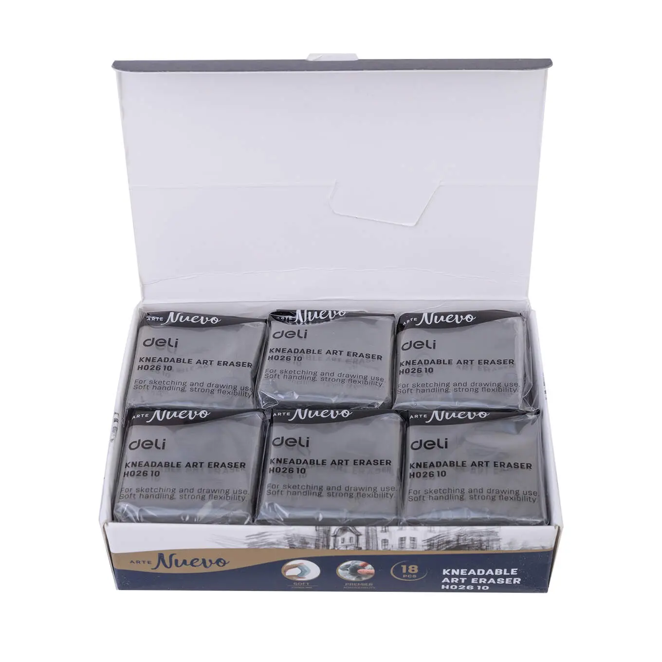 Artystyczna gumka DELI w kolorze szarym - Papiernicze i szkolne