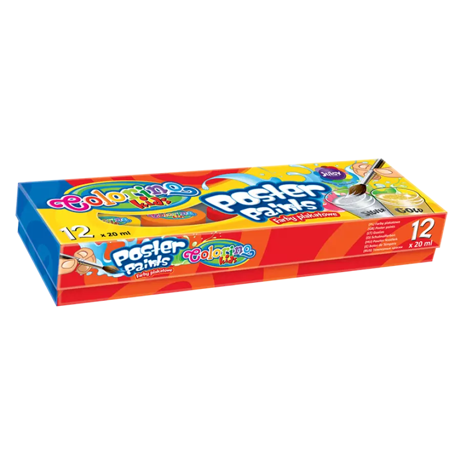 FARBY COLORINO KIDS PLAKATOWE  20 ML 12 KOLORÓW - Papiernicze i szkolne