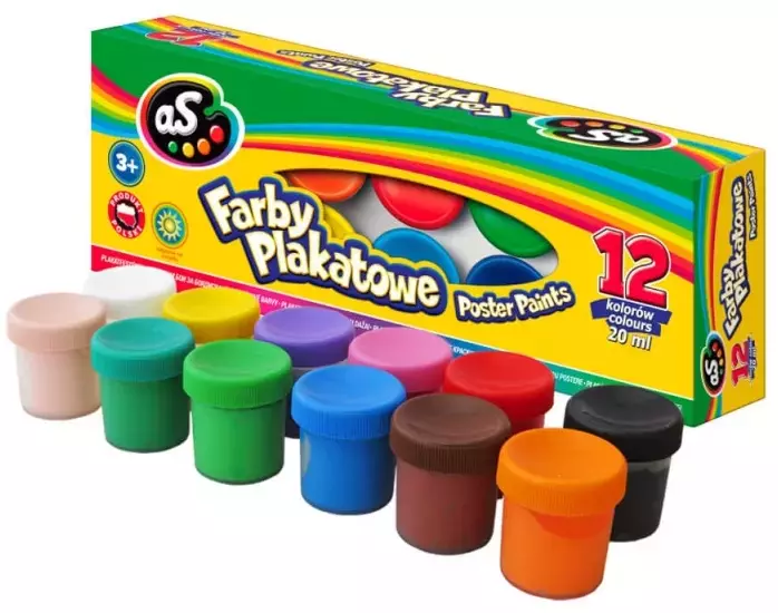 Farby plakatowe, 12 kolorów - Papiernicze i szkolne